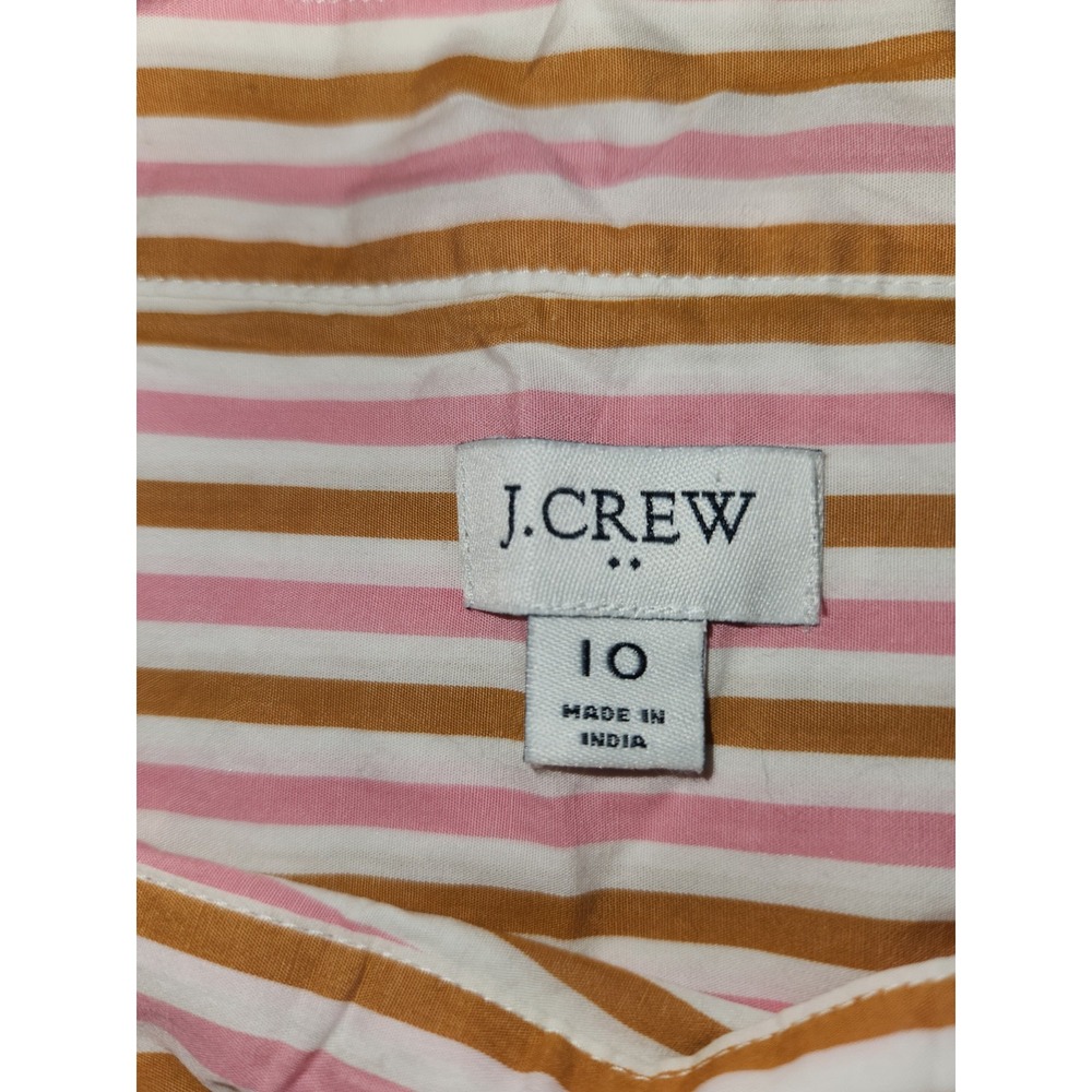 J.Crew Womens Pink Mustard Yellow Striped Button Shoulder Top Size 10 - Picture 3 of 7